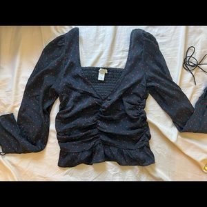 H&M Heart Print Sweetheart Blouse